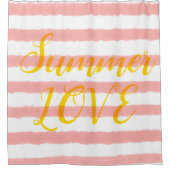 Zomer Liefde Pastel Roze Witte Strepen Douchegordijn (Voorkant)