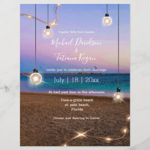 Zomer Lights Tropical Beach Uitnodiging voor een b Flyer
