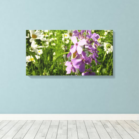 Zomer Lila en Daisies Canvas Afdruk (Insitu (Houten vloer))