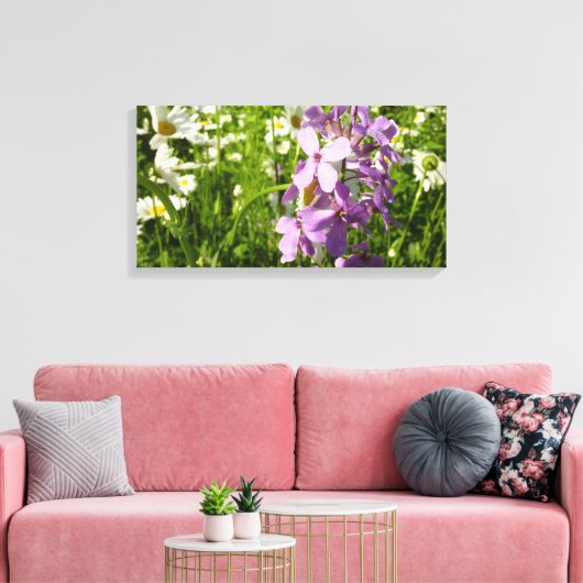 Zomer Lila en Daisies Canvas Afdruk (Insitu (Woonkamer))