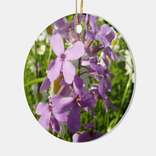 Zomer Lila en Daisies Keramisch Ornament (Links)