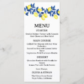Zomer Limoen Mediterraan Trouwmenu Menu (Voorkant)