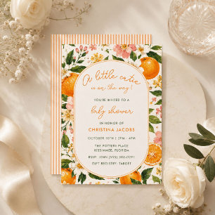 Zomer Little Cutie Tangerine Bloemige Baby Shower Kaart