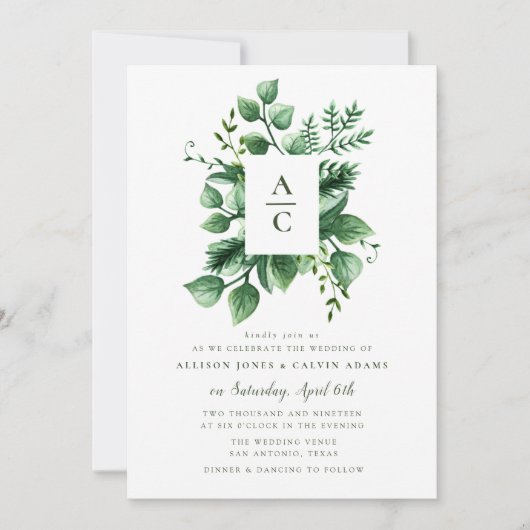 Zomer loof bruiloft uitnodiging (Voorkant)