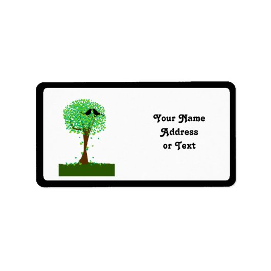 Zomer Lovevogels in een hartenboom Etiket (Voorkant)