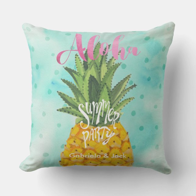 Zomer Luau Feest Ananas Buiten | Kussen (Voorkant)