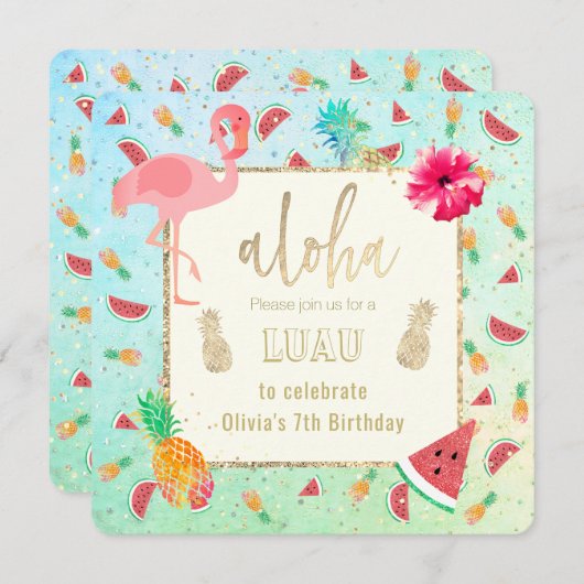 Zomer Luau feest Kaart (Voorkant / Achterkant)