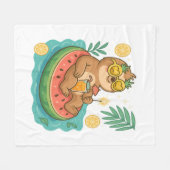 Zomer Luiaard Zwembad Float Fleece Deken (Voorkant (Horizontaal))