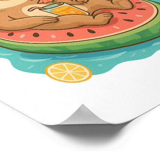 Zomer Luiaard Zwembad Float Poster (Hoek)