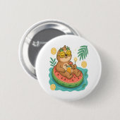 Zomer Luiaard Zwembad Float Ronde Button 5,7 Cm (Voorkant /achterkant)