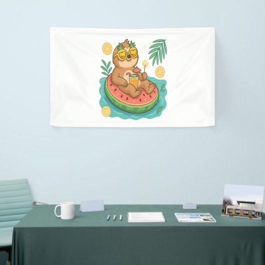 Zomer Luiaard Zwembad Float Spandoek (Beurs)