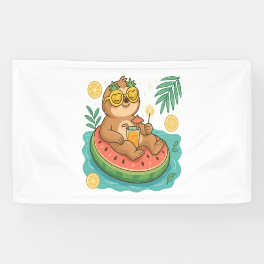 Zomer Luiaard Zwembad Float Spandoek (Horizontaal)