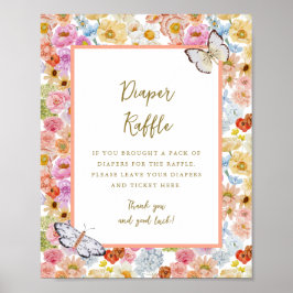 Zomer Luxe Bloemen Bloom 8x10 Luier Raffle Sign Poster