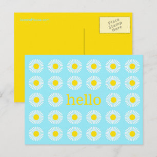 Zomer Madeliefje Blauw en Geel Hallo Briefkaart