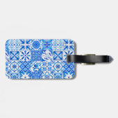 Zomer majolica blauw Siciliaanse citrus Mediterraa Bagagelabel (Achterkant horizontaal)