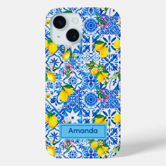 Zomer majolica blauw Siciliaanse citrus Mediterraa Case-Mate iPhone Case (Achterkant)