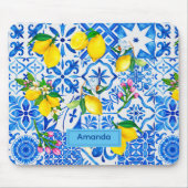 Zomer majolica blauw Siciliaanse citrus Mediterraa Muismat (Voorkant)