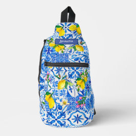 Zomer majolica blauw Siciliaanse citrus Mediterraa Sling Bag