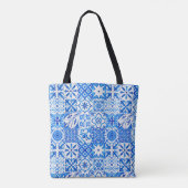 Zomer majolica blauw Siciliaanse citrus Mediterraa Tote Bag (Achterkant)