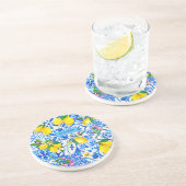 Zomer majolica blauw Siciliaanse citrus Mediterraa Zandsteen Onderzetter (Zijkant)