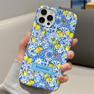 Zomer majolica blauwe Siciliaanse citrus Mediterra iPhone 15 Case