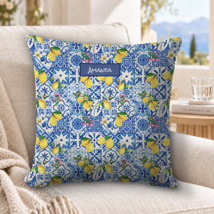 Zomer majolica blauwe Siciliaanse citrus Mediterra Kussen