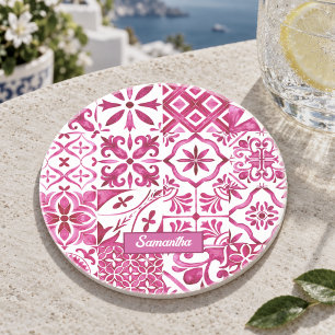 Zomer majolica rood Siciliaans Mediterraan Zandsteen Onderzetter