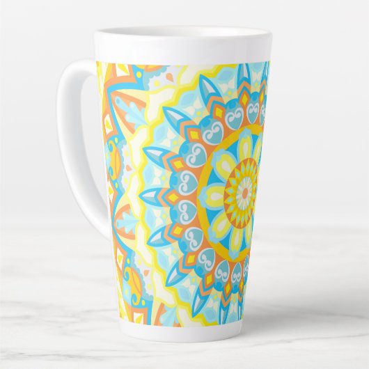 Zomer Mandala Helder Boho Bloemig Koffie Latte Mok (Linkerhoek)