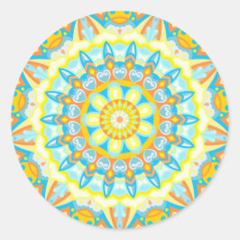 Zomer Mandala Helder Geel Oranje Aestetisch Boho Ronde Sticker