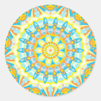 Zomer Mandala Helder Geel Oranje Aestetisch Boho Ronde Sticker