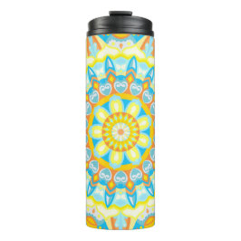 Zomer Mandala Reizen Helder Geel Oranje Boho Thermosbeker