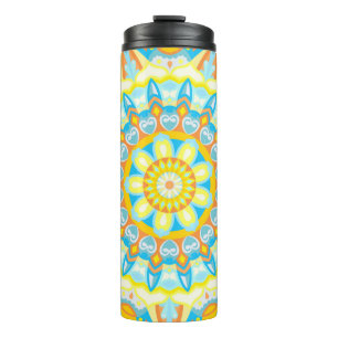 Zomer Mandala Reizen Helder Geel Oranje Boho Thermosbeker