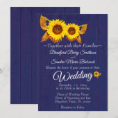 Zomer Marine Blauw Hout Zonnebloemen Rustieke Brui Kaart (Voorkant / Achterkant)