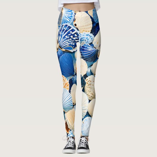Zomer Marine Seashells Leggings (Voorkant)