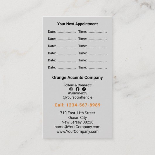 Zomer Marketing Sjabloon Portret Formaat Loyalitei Afsprakenkaartje (Achterkant)