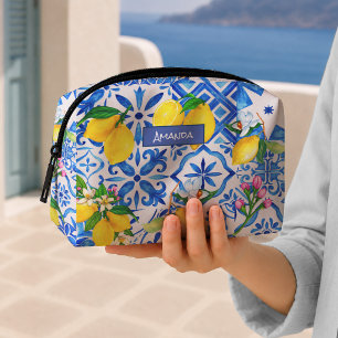Zomer Mediterraan Blauw Majolica Sinaasappel Tegel Toilettasje