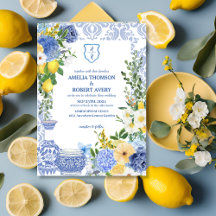 Zomer Mediterraan Blauw tegels Lemon Wedding