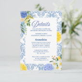 Zomer Mediterraan citroen Trouwdetails Informatiekaartje (Staand voorkant)