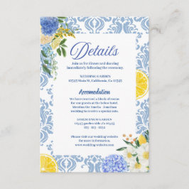 Zomer Mediterraan citroen Trouwdetails Informatiekaartje