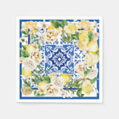 Zomer mediterrane citroen en bloemen servet (Voorkant)