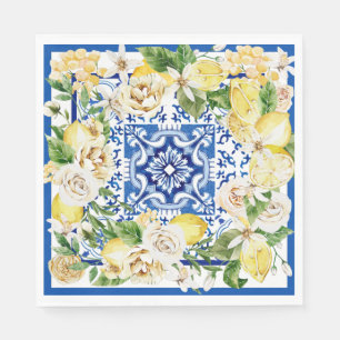Zomer mediterrane citroen en bloemen servet