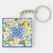 Zomer mediterrane citroen en bloemen sleutelhanger (Achterkant)