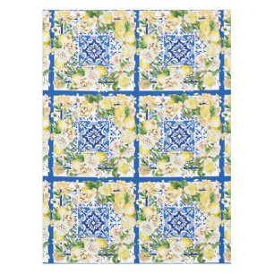 Zomer mediterrane citroen en bloemen tafelkleed