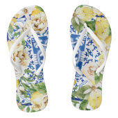 Zomer mediterrane citroen en bloemen teenslippers (Voetbed)