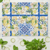 Zomer mediterrane citroen en bloemen theedoek (Gevouwen)