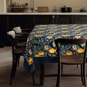 Zomer Mediterrane gele citroenen marineblauw Tafelkleed