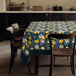 Zomer Mediterrane gele citroenen marineblauw Tafelkleed