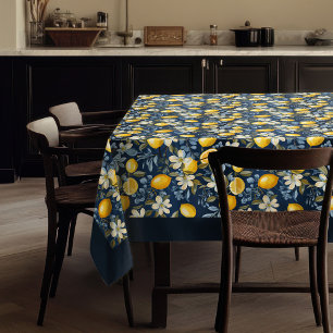 Zomer Mediterrane gele citroenen marineblauw Tafelkleed