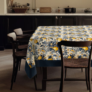 Zomer Mediterrane gele citroenen marineblauw Tafelkleed