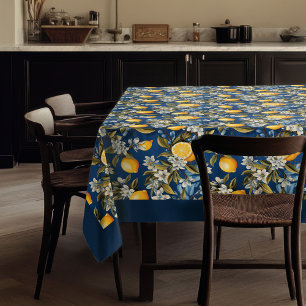 Zomer Mediterrane gele citroenen marineblauw Tafelkleed